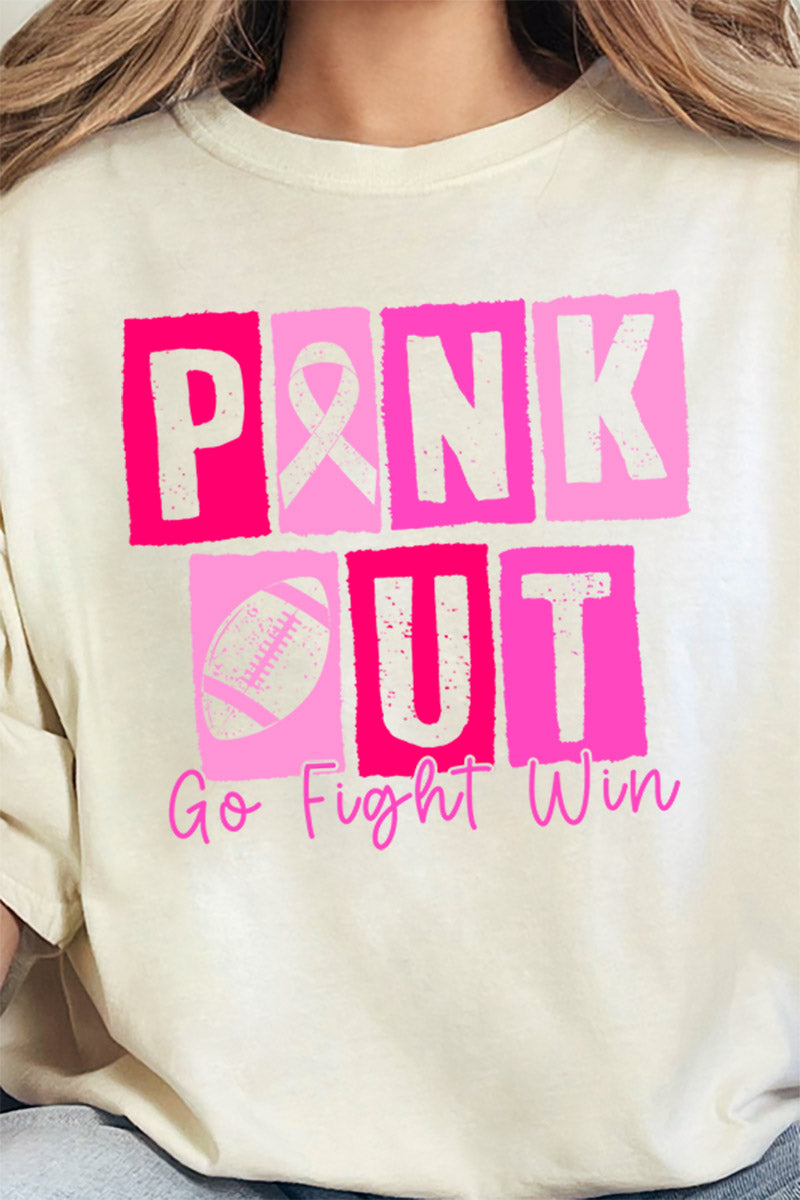 Block Pink Out Go Fight Win Comfort Colors Adult Ring-Spun Cotton Tee