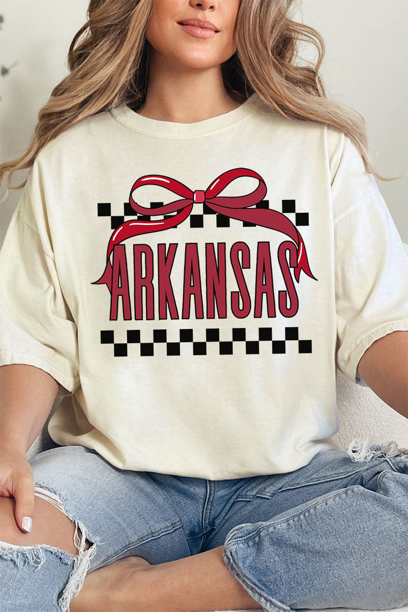 Bow Arkansas Check Comfort Colors Adult Ring-Spun Cotton Tee