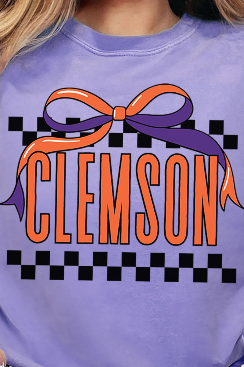 Bow Clemson Check Comfort Colors Adult Ring-Spun Cotton Tee
