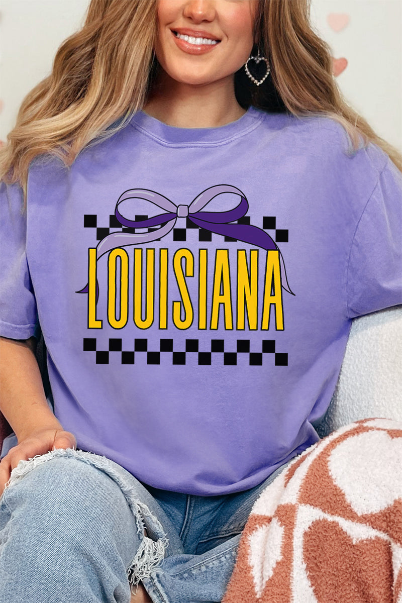 Bow Louisiana Check Comfort Colors Adult Ring-Spun Cotton Tee