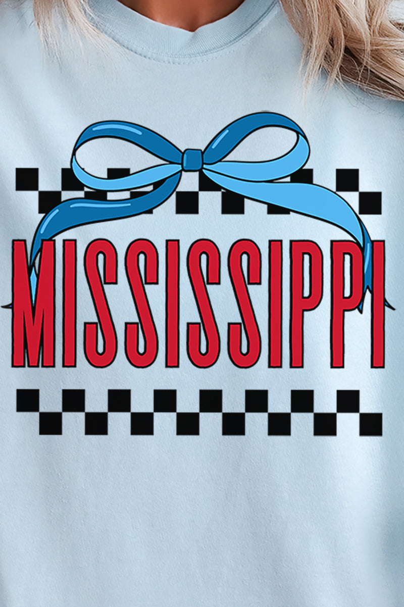 Bow Mississippi Check Comfort Colors Adult Ring-Spun Cotton Tee