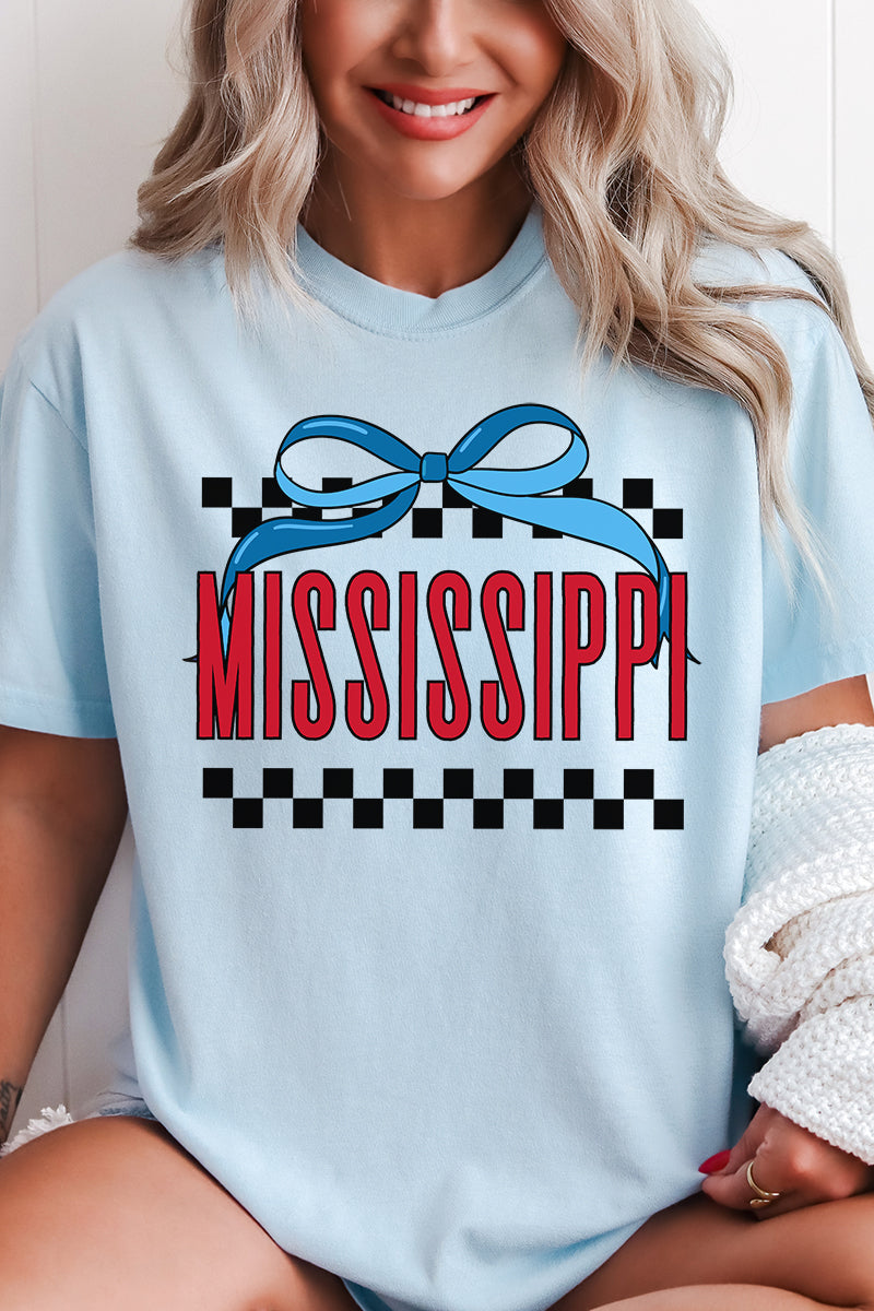 Bow Mississippi Check Comfort Colors Adult Ring-Spun Cotton Tee