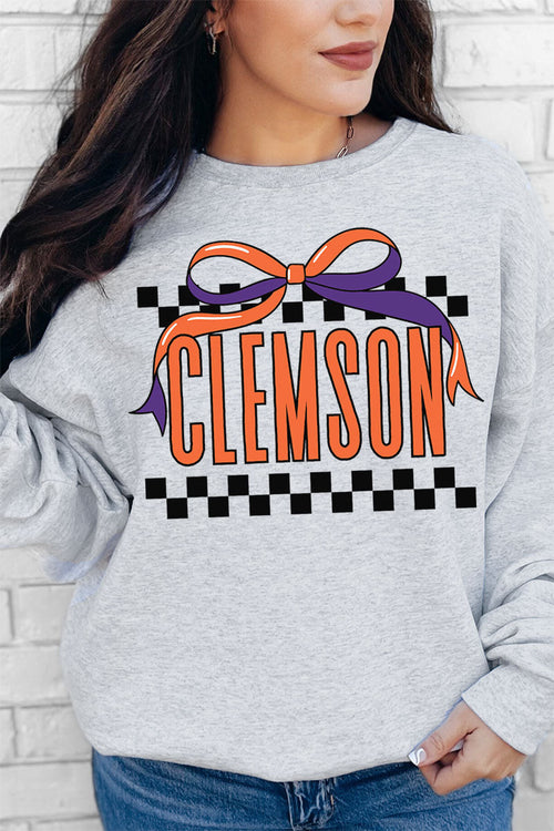Bow Clemson Check Heavy-weight Crew Sweatshirt product image 1