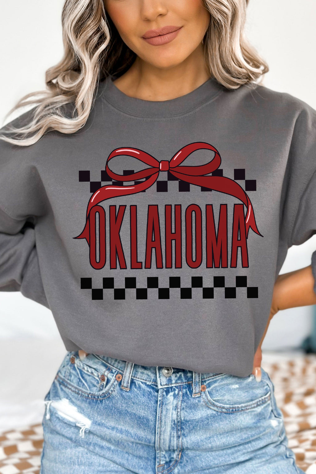 Bow Oklahoma Check Heavy-weight Crew Sweatshirt product image 1