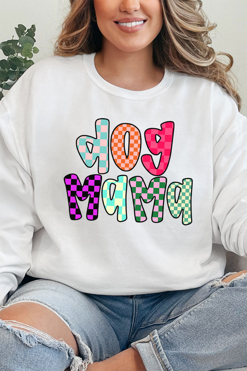 Colorful Checkered Dog Mama Heavy-weight Crew Sweatshirt product image 1