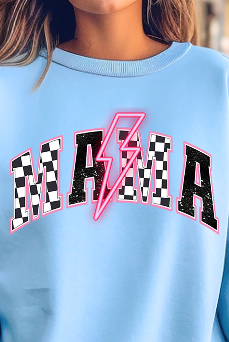 Neon Lightning Bolt Checkered Mama Heavy-weight Crew product image 2