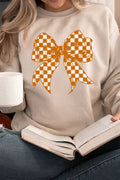 Orange Checkered Coquette Bow Heavy-weight Crew Sweatshirt product image 1
