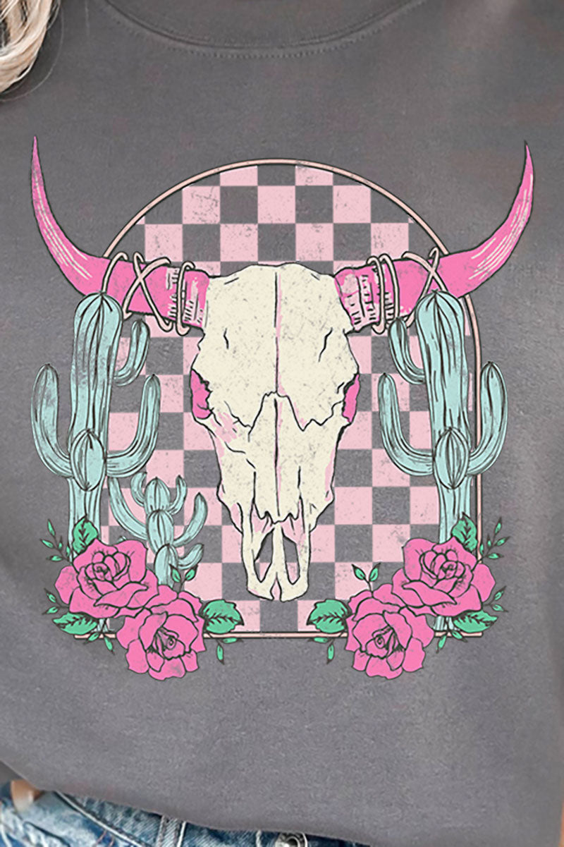 Pink Checkered Steer Heavy-weight Crew Sweatshirt product image 2