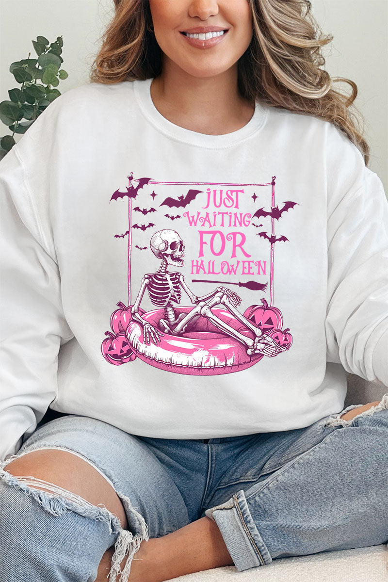 Pink Just Waiting For Halloween Heavy-weight Crew Sweatshirt product image 1