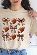 Footballs And Coquette Bows Short Sleeve Relaxed Fit T-Shirt product image 1