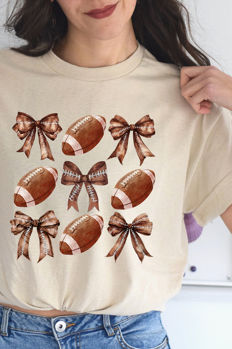 Footballs And Coquette Bows Short Sleeve Relaxed Fit T-Shirt product image 1