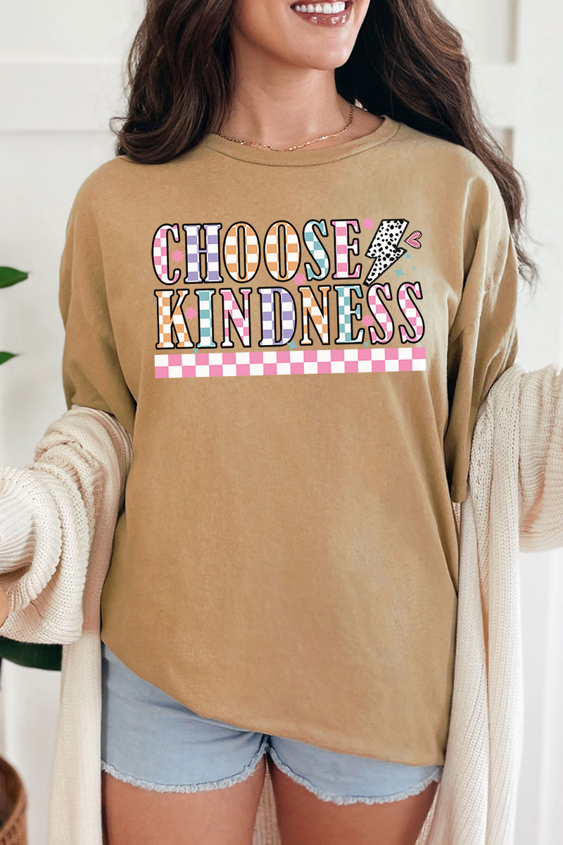Colorful Checkered Choose Kindness Short Sleeve Relaxed Fit product image 1