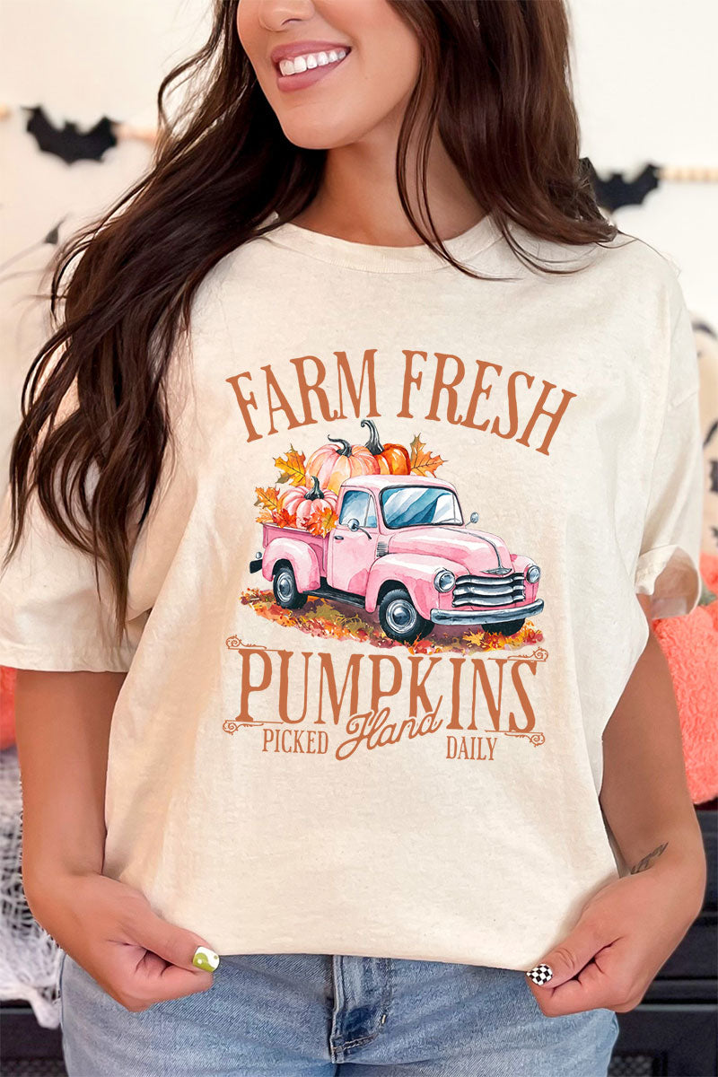 Farm Fresh Pink Pumpkins Short Sleeve Relaxed Fit T-Shirt product image 1