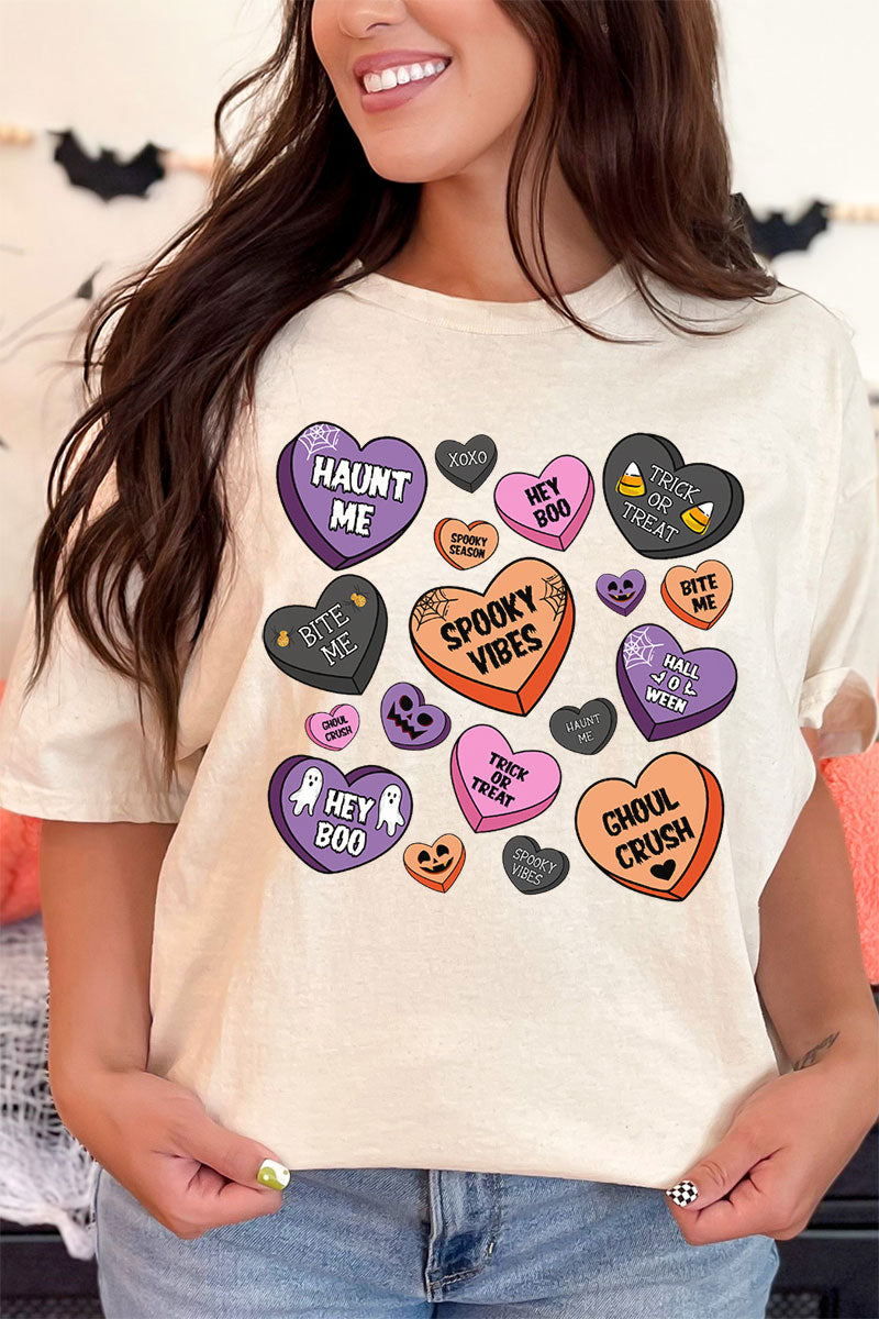 Halloween Candy Hearts Short Sleeve Relaxed Fit T-Shirt product image 1
