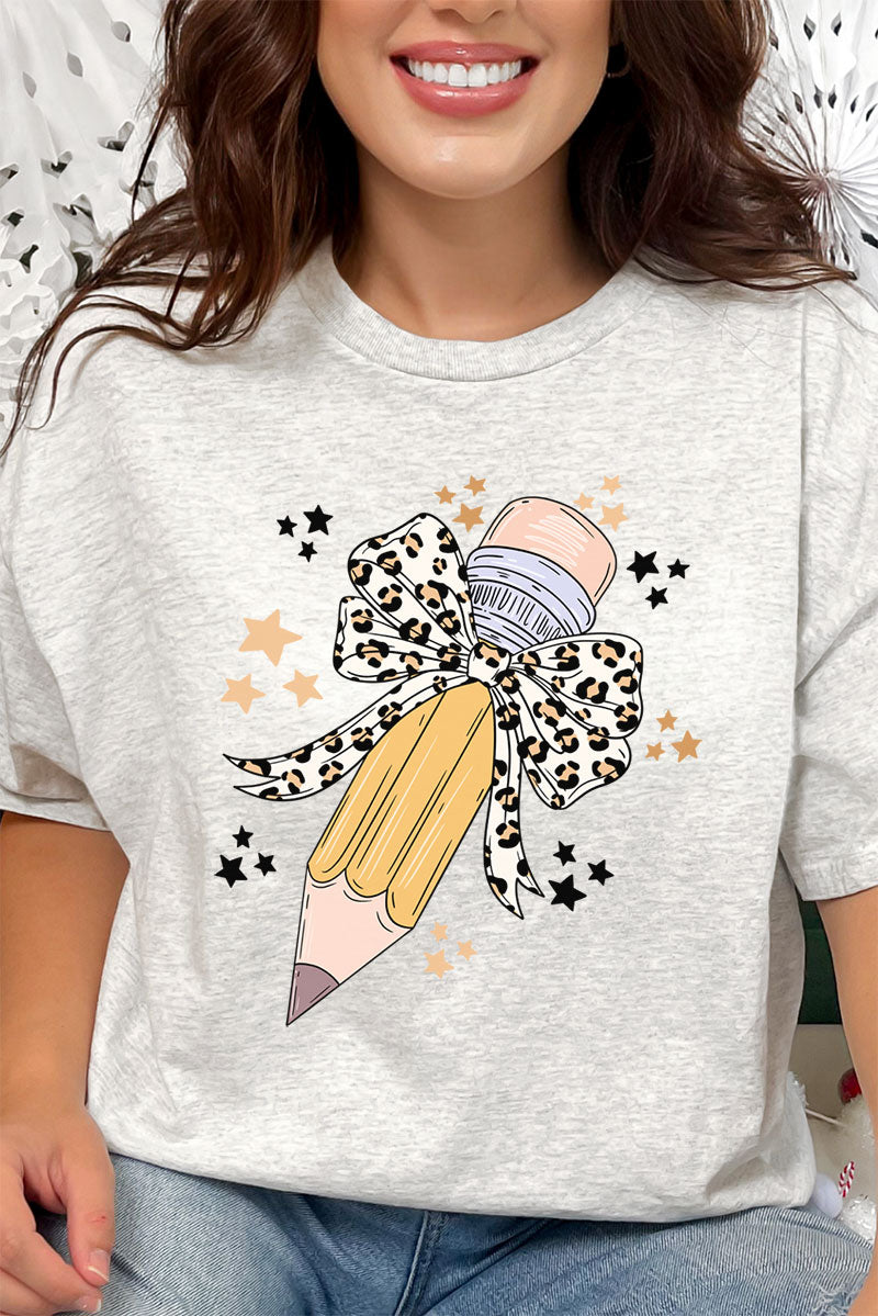 Leopard Coquette Pencil Short Sleeve Relaxed Fit T-Shirt product image 1