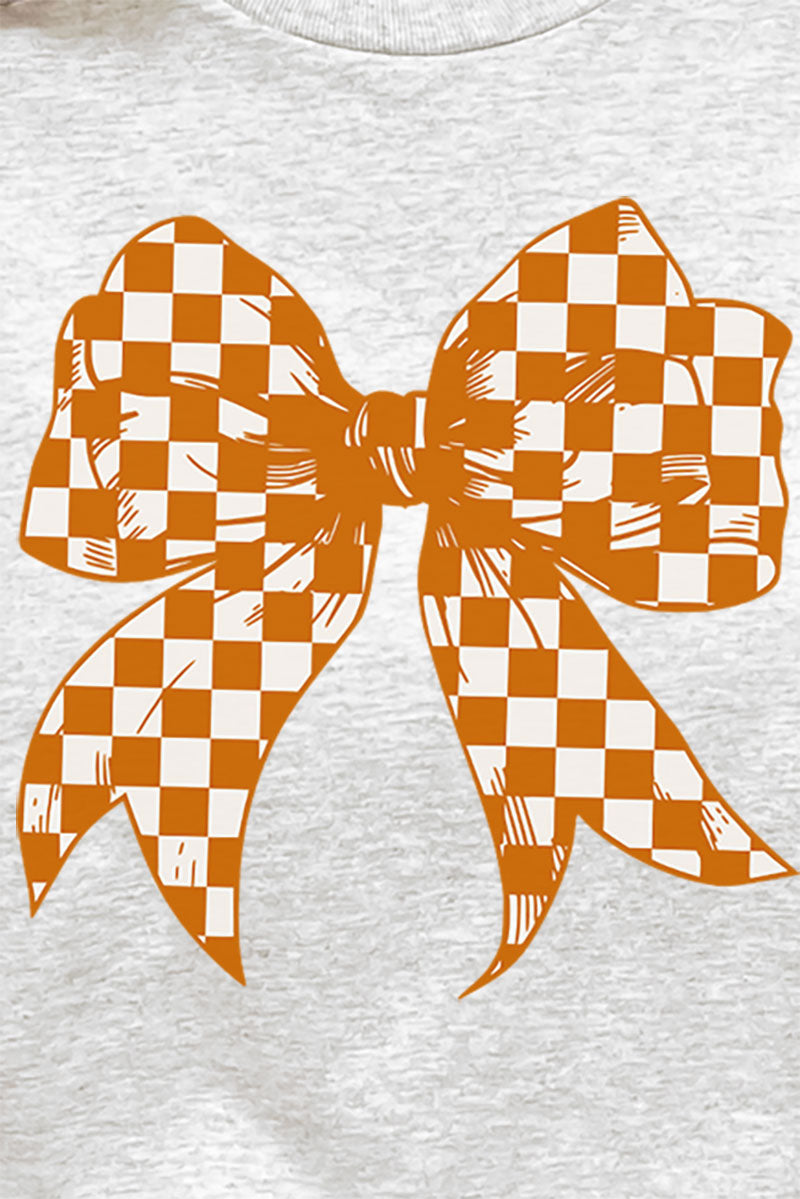 Orange Checkered Coquette Bow Short Sleeve Relaxed Fit product image 2