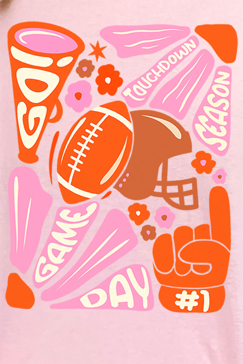 Orange Doodle Touchdown Season Short Sleeve Relaxed Fit product image 2