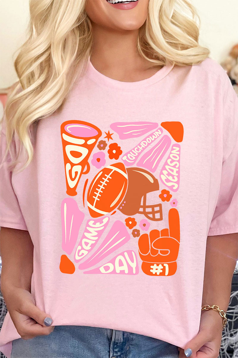 Orange Doodle Touchdown Season Short Sleeve Relaxed Fit product image 1
