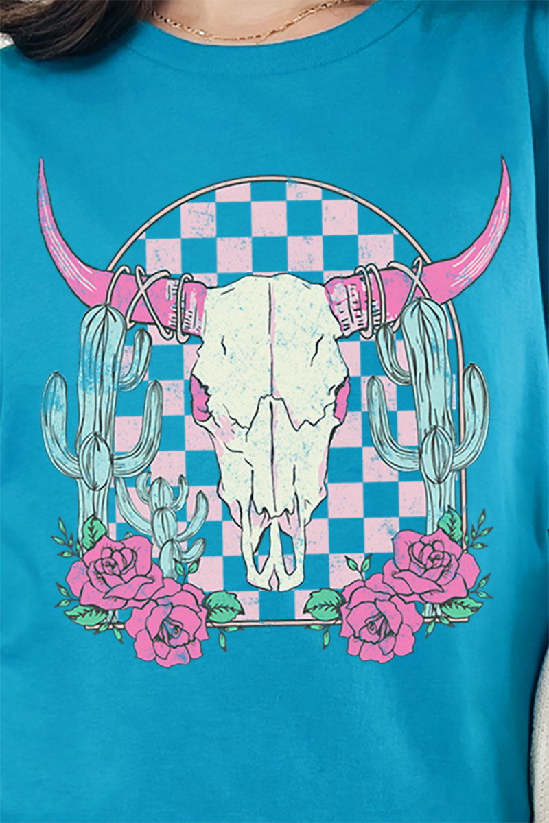 Pink Checkered Steer Short Sleeve Relaxed Fit T-Shirt product image 2