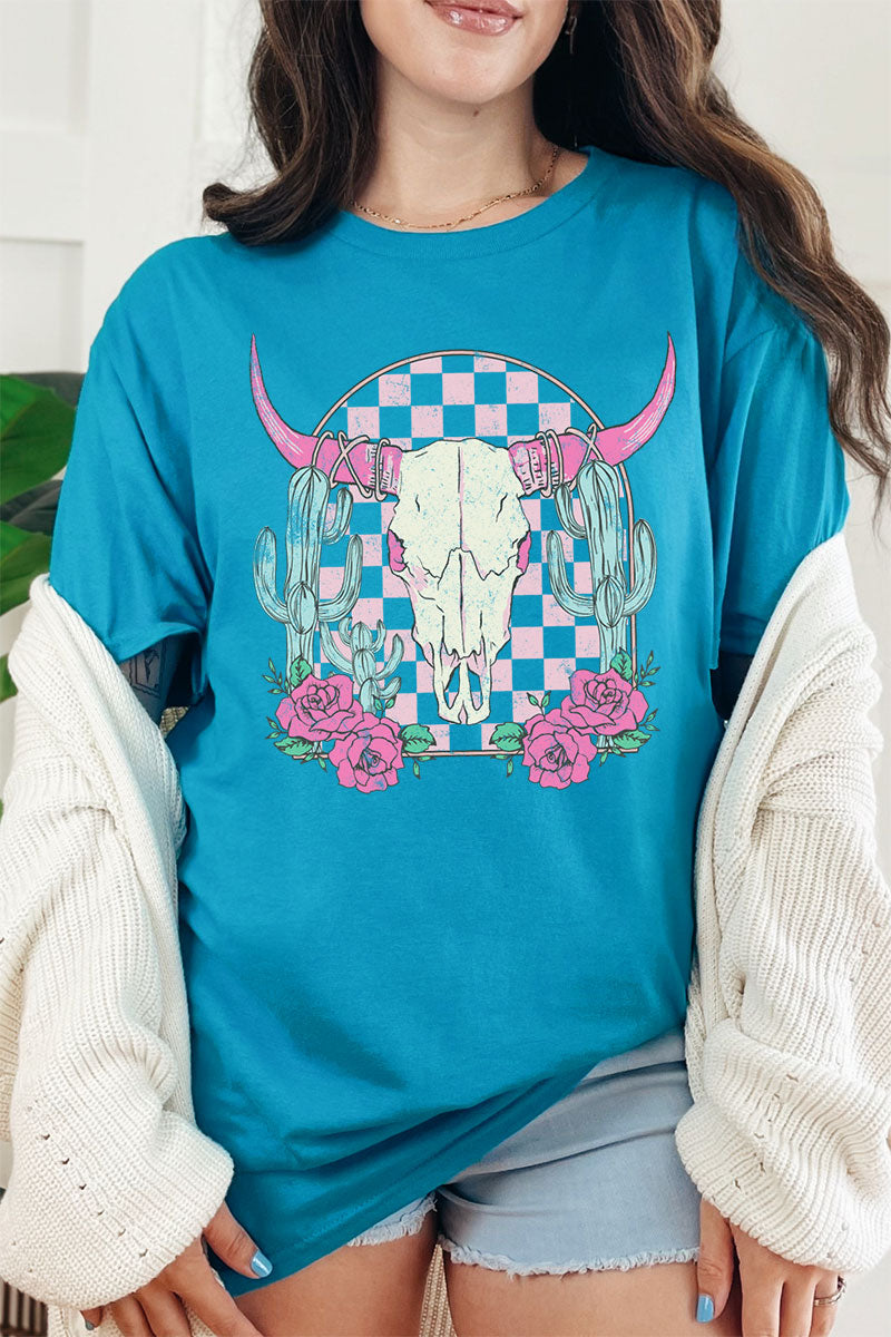 Pink Checkered Steer Short Sleeve Relaxed Fit T-Shirt product image 1