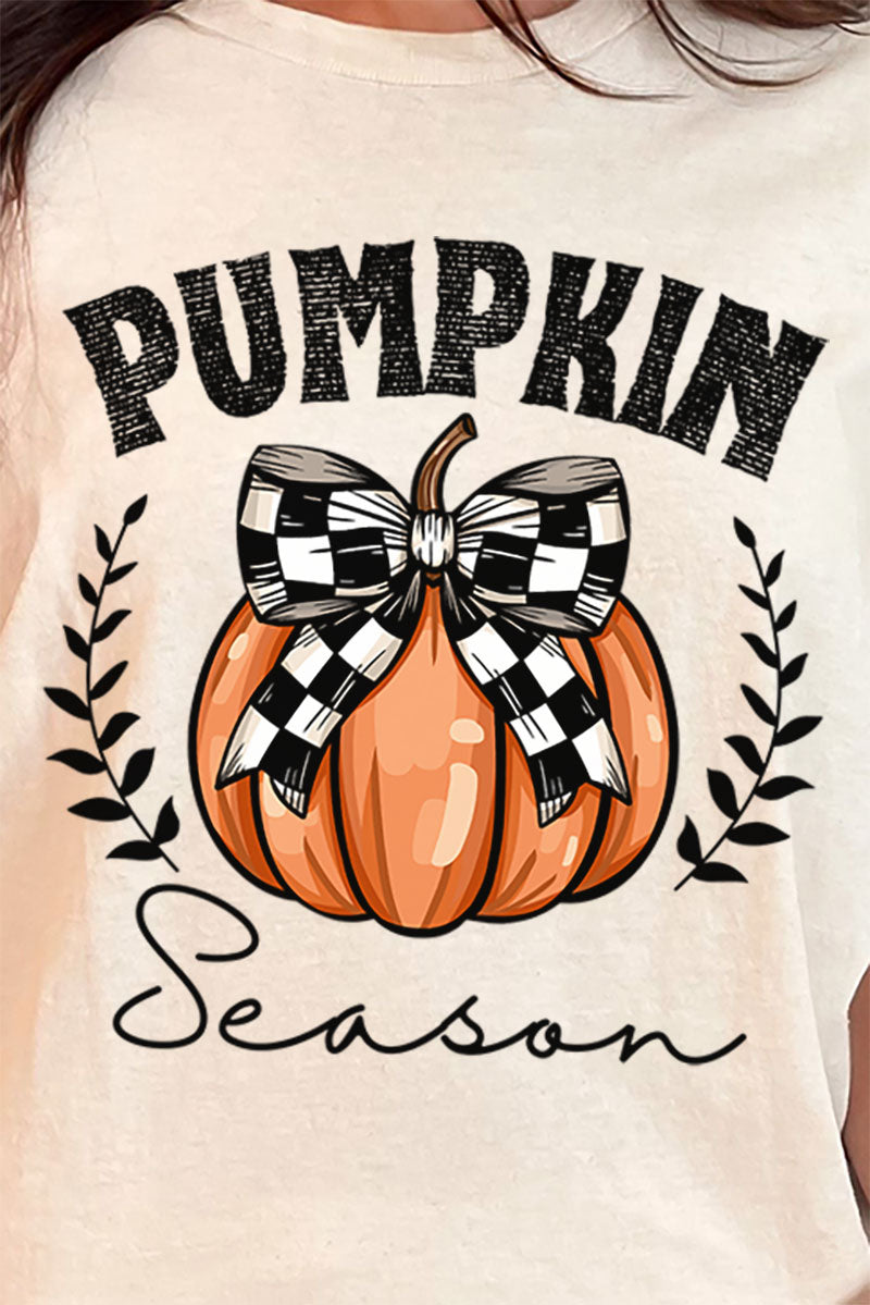 Pumpkin Season Checkered Bow Short Sleeve Relaxed Fit product image 2