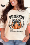 Pumpkin Season Checkered Bow Short Sleeve Relaxed Fit product image 1