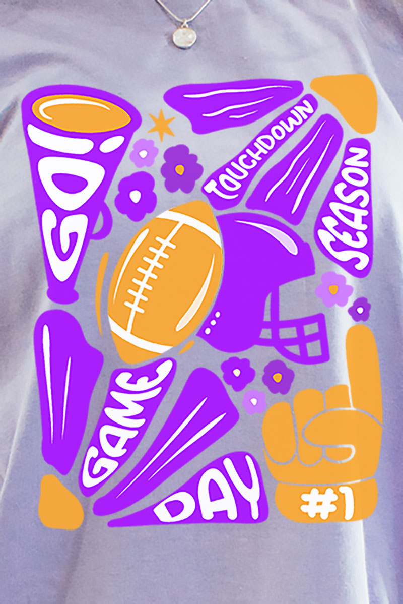 Purple Doodle Touchdown Season Short Sleeve Relaxed Fit product image 2
