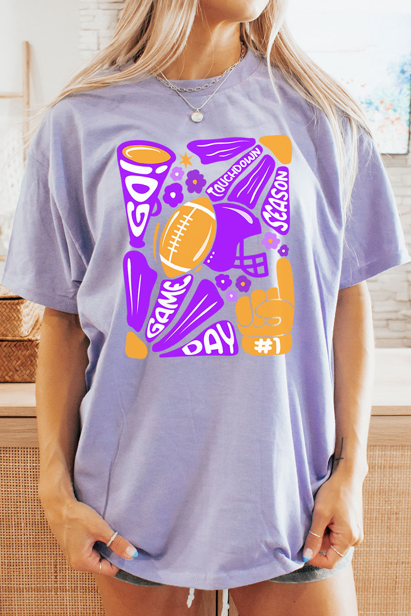 Purple Doodle Touchdown Season Short Sleeve Relaxed Fit product image 1