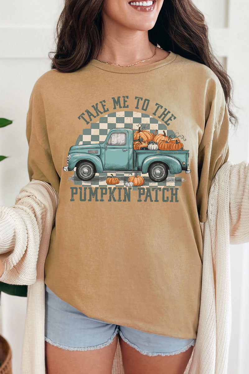Turquoise Pumpkin Patch Truck Short Sleeve Relaxed Fit product image 1