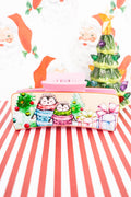 Holiday Penguins Embossed Pink Hair Claw